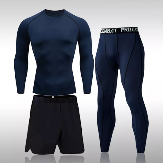 Men's 3-Piece, Running Gym Training of Men's Quick-Drying Compression Clothing